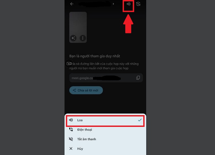 Bật âm thanh Google Meet trên điện thoại