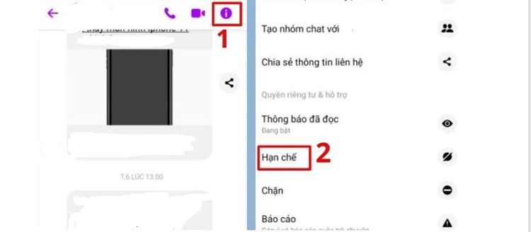 Bật hạn chế Messenger Android