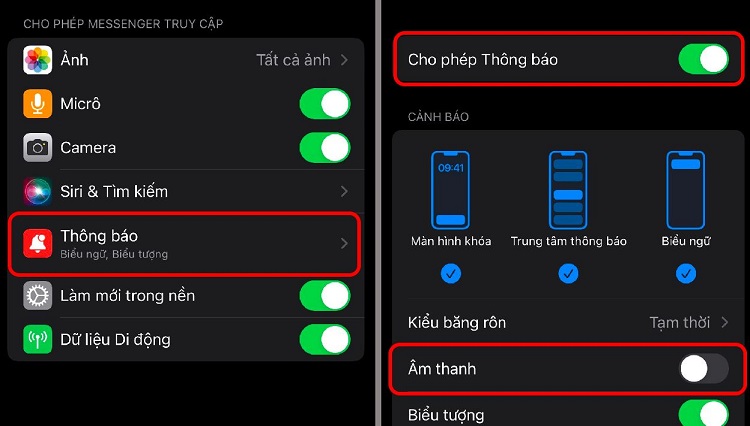 Bật thông báo Messenger trên iPhone