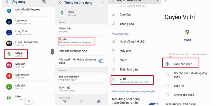 Bật vị trí trên điện thoại Android