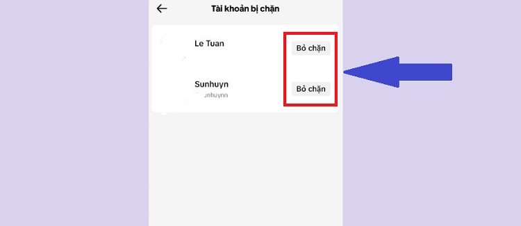 Bỏ chặn tài khoản TikTok