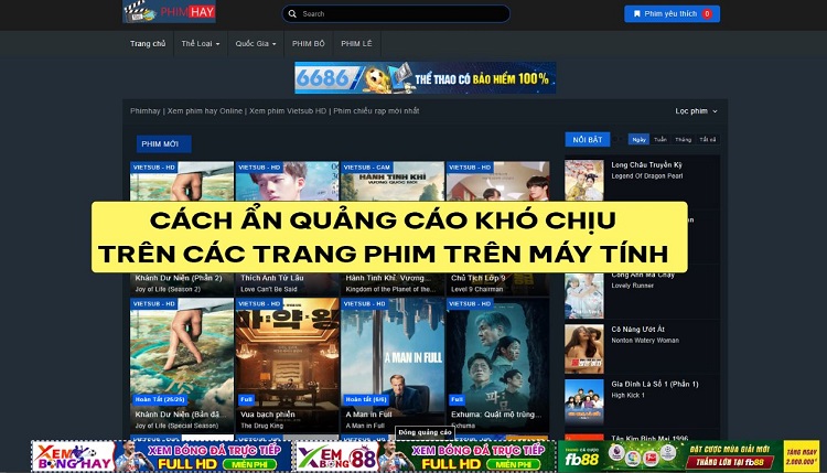 Bỏ túi cách ẩn quảng cáo khó chịu trên các trang phim