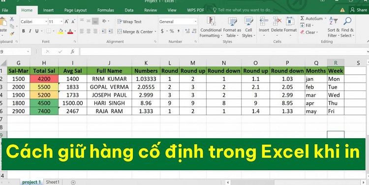 Bỏ túi cách giữ hàng cố định trong Excel khi in