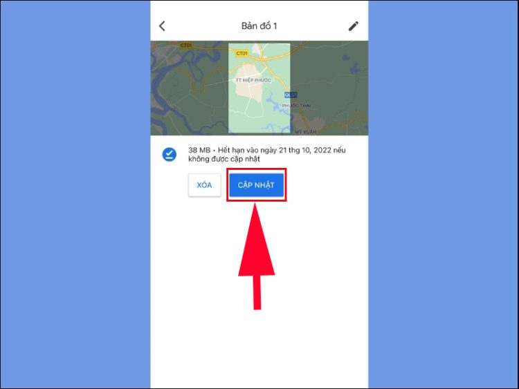 Cách cập nhật bản đồ Google Maps đã tải