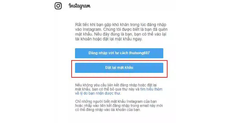 Cách đặt lại mật khẩu instagram khi quên trên máy tính