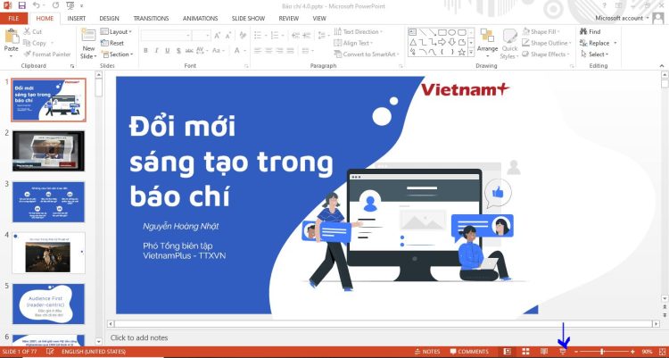 Cách hiển thị các slide bên trái trong PowerPoint 2