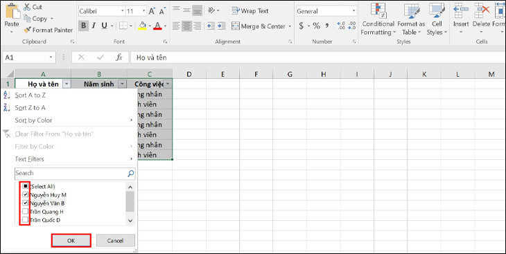 Cách lọc dữ liệu trong Excel đơn giản 4