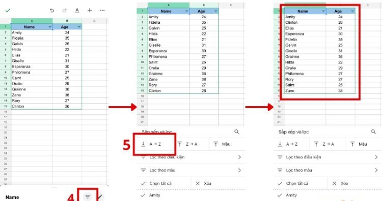 Cách sắp xếp danh sách theo thứ tự chữ cái trong Google Sheets trên điện thoại 2