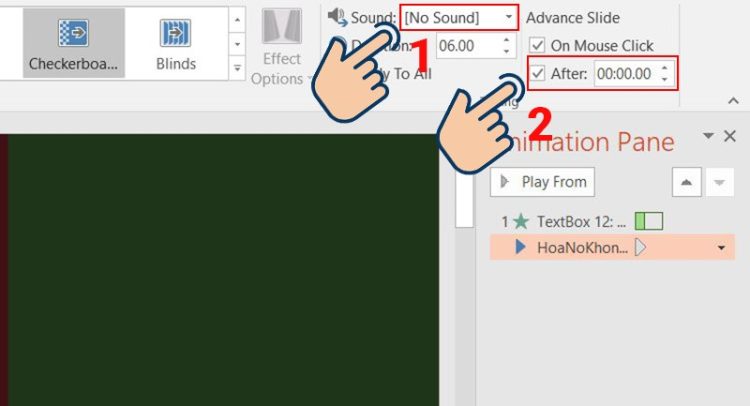 Cách tắt âm thanh chuyển slide