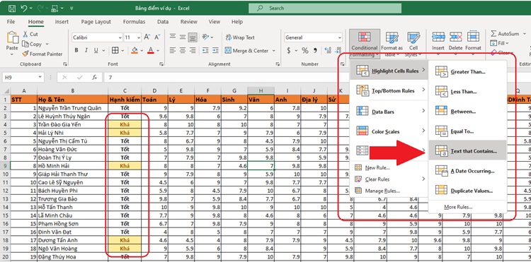 Cách tô màu có điều kiện trong microsoft excel