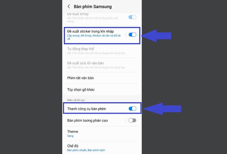 Cài đặt Bàn phím Samsung 2