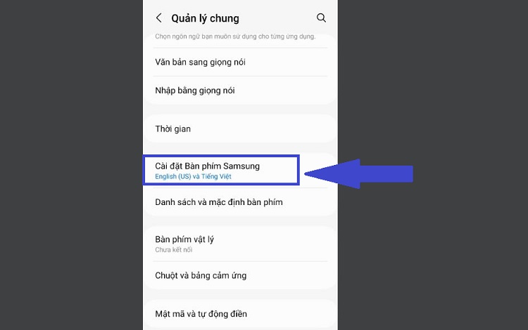 Cài đặt Bàn phím Samsung