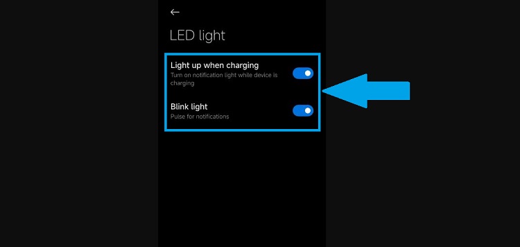Cài đặt đèn nhấp nháy khi có thông báo Xiaomi