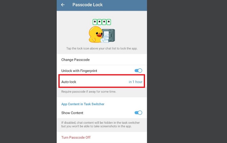 Cài đặt pass cho Telegram trên Android