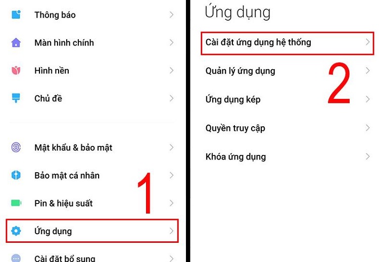 Cài đặt ứng dụng hệ thống