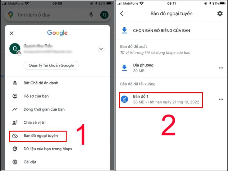 Cập nhật bản đồ Google Maps đã tải