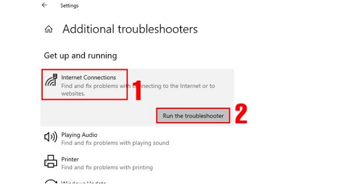 Chạy Networking Troubleshooter