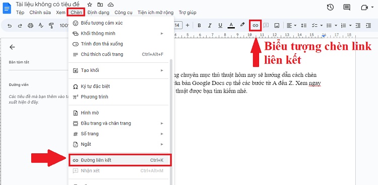 Chèn link liên kết Google Docs 1