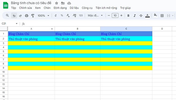 Chia sẻ cách tô màu xen kẽ trong Google Sheet