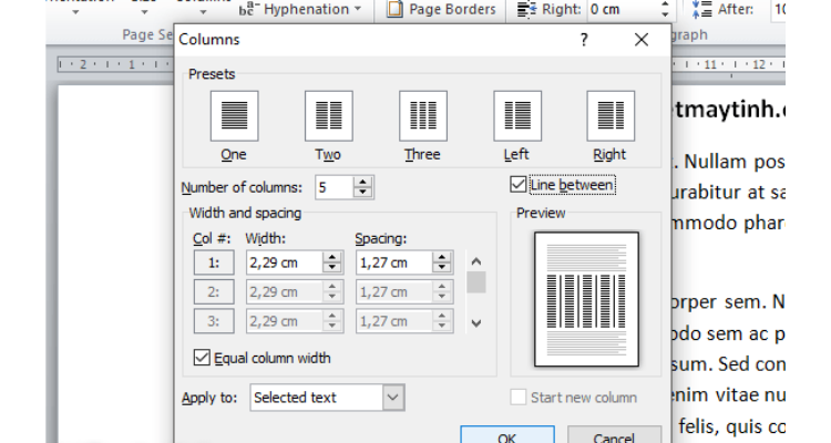chia văn bản nhiều hơn 2 cột trong Word