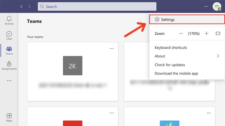 Chỉnh sửa cấu hình cài đặt Microsoft Teams