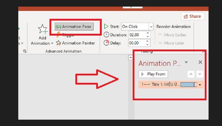 chọn Animation Pane
