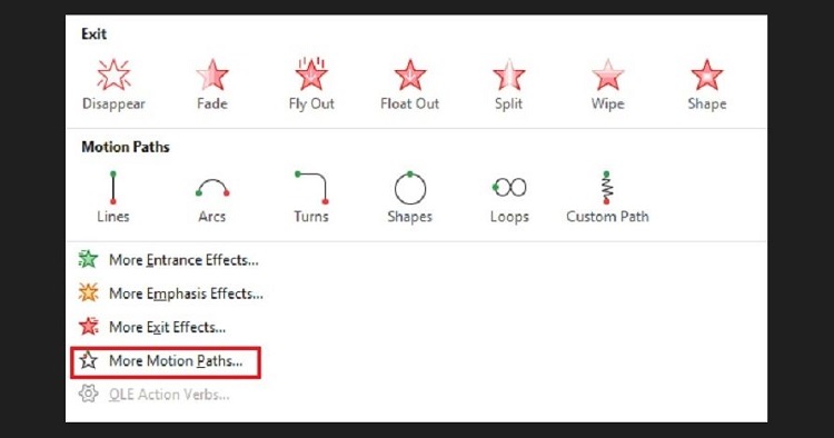 Nhấn chọn More Motion Paths