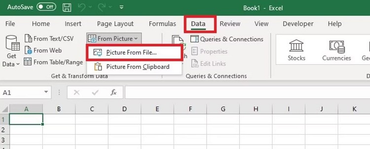 Chuyển ảnh thành bảng trong Excel ở máy tính bước 2