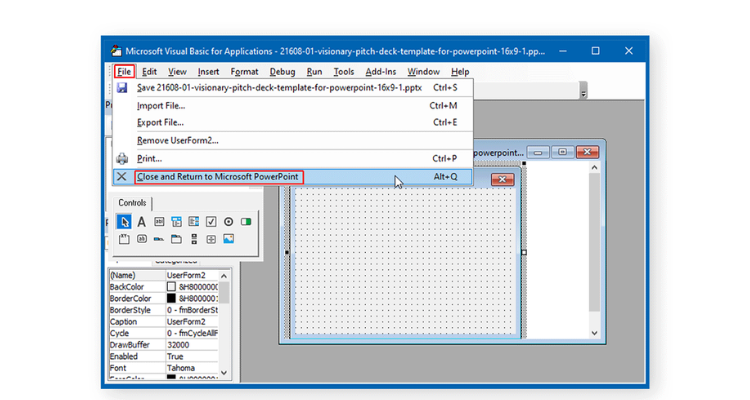 Close and Return to Microsoft PowerPoint