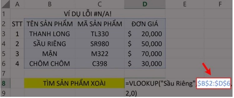 Cố định vùng tìm kiếm khi bạn copy công thức