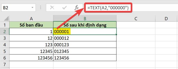 Công thức nhập đang ở định dạng Text