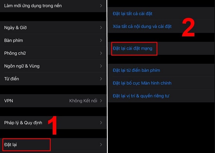 Đặt lại cài đặt mạng iPhone