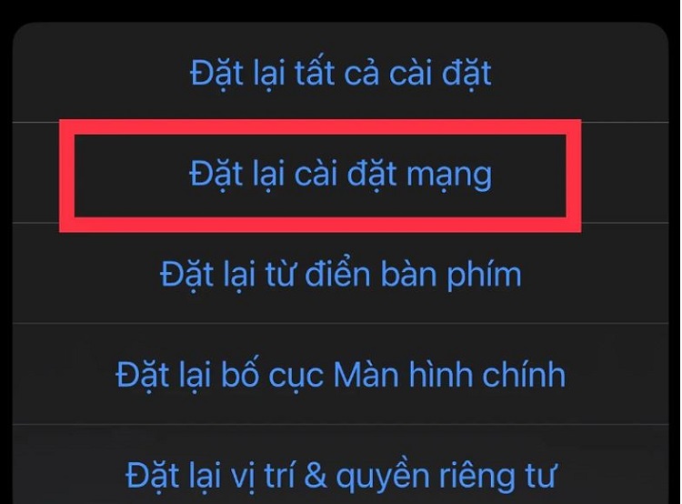 Đặt lại cài đặt mạng iPhone