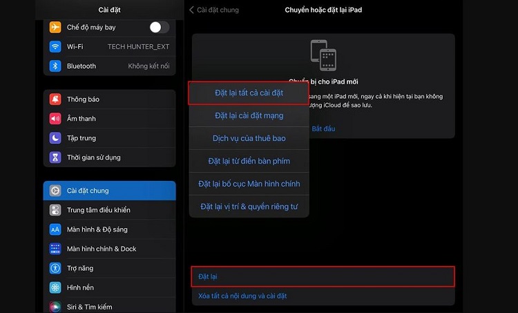 Đặt lại iPad