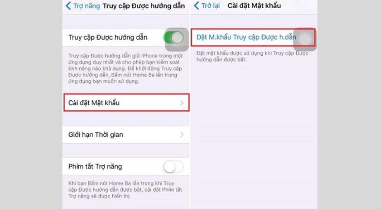 Đặt mật mã truy cập được hướng dẫn