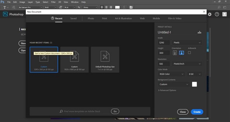 Fix lỗi không tạo được file mới trong Photoshop