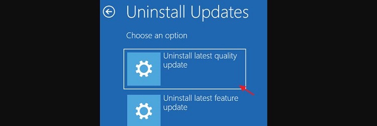 Gỡ cài đặt Windows Update mới nhất