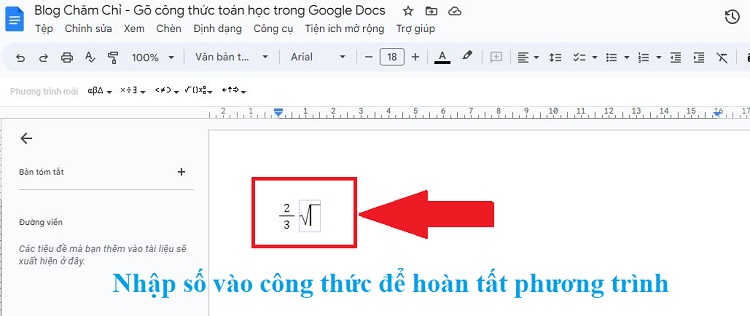 Gõ công thức toán học trên Google Docs bước 4