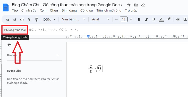 Gõ công thức toán học trên Google Docs bước 5