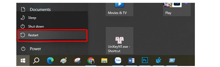 khởi động lại máy tính