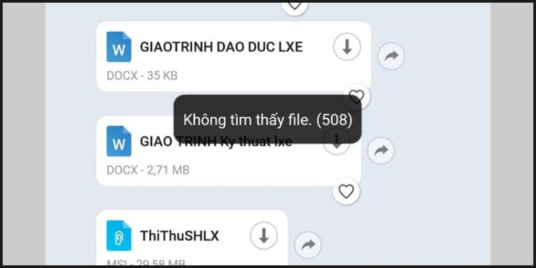 không tìm thấy hoặc không truy cập được file đã lưu từ Zalo