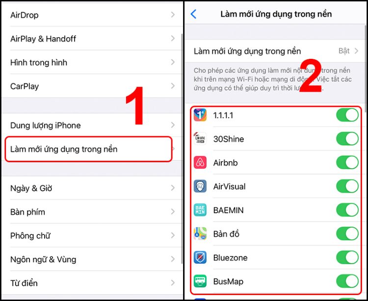 Cho phép Google map làm mới lại những ứng dụng nền