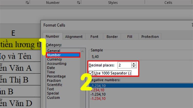 lỗi không định dạng được số trong Excel