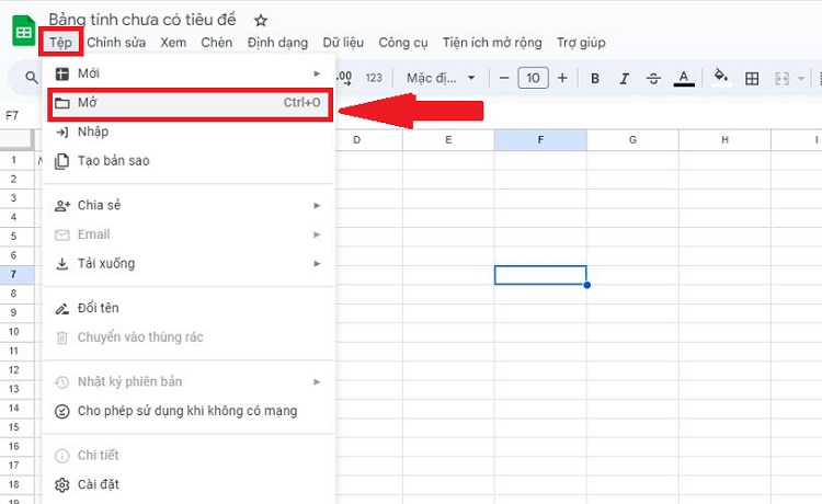 Mở file Excel