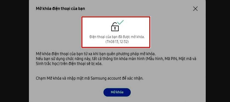 Mở khóa điện thoại Samsung từ xa 3