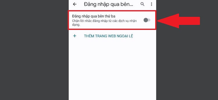 Ngăn Chrome đăng nhập qua bên thứ 3