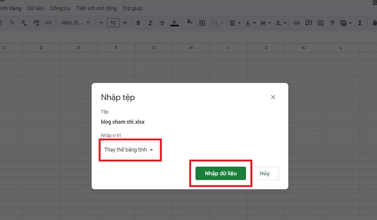 Nhập dữ liệu lên Google Sheet