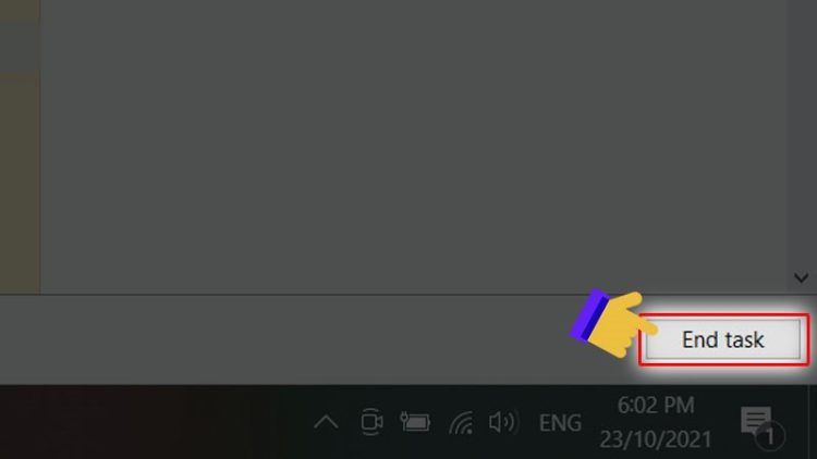 Nhấp vào trình duyệt và chọn End task