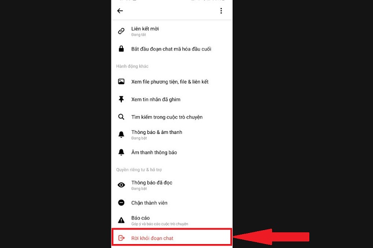 Rời khỏi đoạn chat