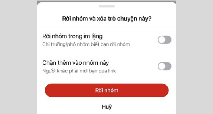 Rời nhóm và chặn thêm lại vào nhóm